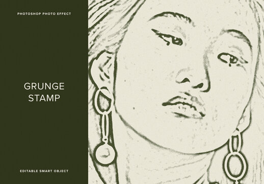 Grunge Stamp Image Effect Mockup