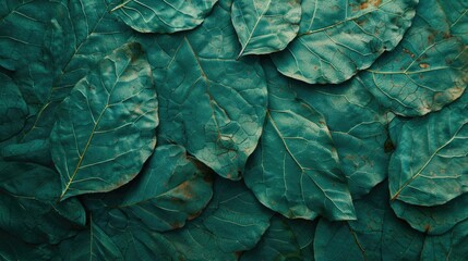 Fototapeta premium Detailed and Intricate Leaf Pattern Texture in a Vibrant Green Close up View of Lush Natural Foliage Beautifully Captured Botanical Background with Organic and Serene Vibe