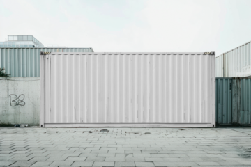 PNG shipping container mockup, transparent design