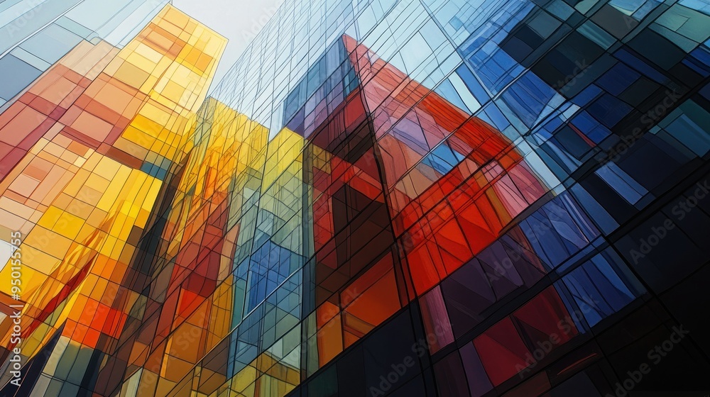 Poster abstract geometric pattern of a modern building facade