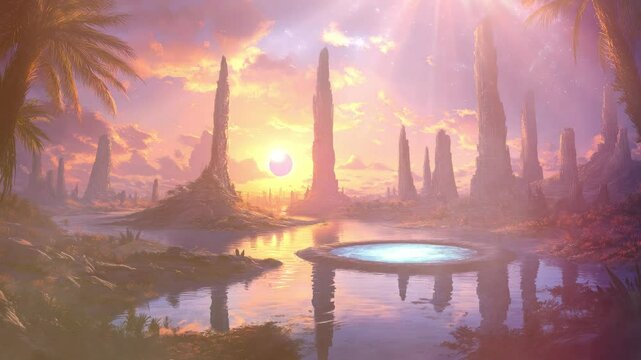 Fantastic Sci-fi landscape with glowing effect