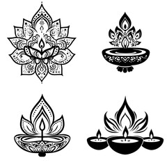 diwali, black and white illustration vector about diwali day