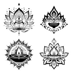 Obraz premium diwali, black and white illustration vector about diwali day