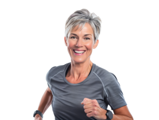 Mature Female Sportswoman During Training in Sport Gear on transparent