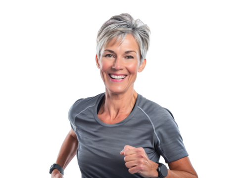 Mature Female Sportswoman During Training in Sport Gear on transparent - Powered by Adobe