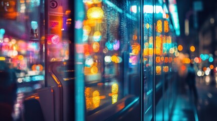 Blurred City Lights Reflected in a Window