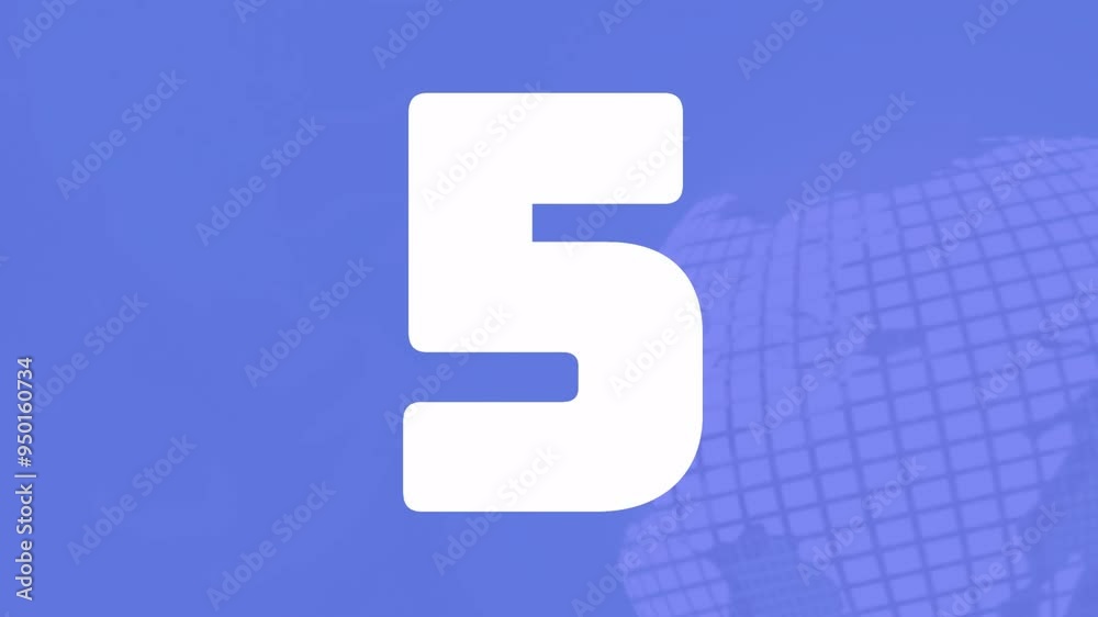 Poster numbers animation over blue background with globe grid pattern