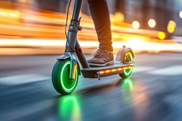 Fototapeta premium Electric scooters used for daily commuting in a city