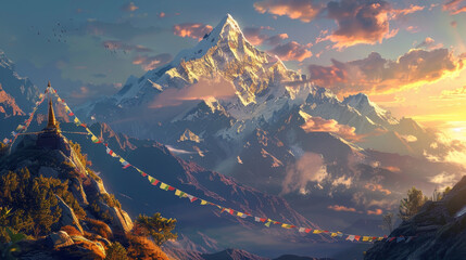Imagine the serenity of a sunrise yoga session overlooking the Himalayas in Nepal, as the first light of dawn illuminates snow-capped peaks and prayer flags flutter in the mountain breeze. 