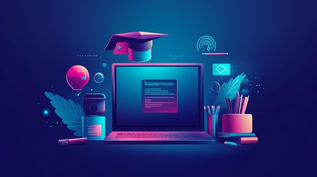 online education, e-learning education concept, learning with video tutorial or webinar, internet lessons, knowledge base