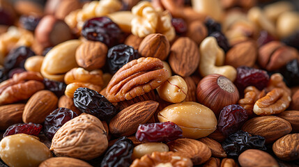 Handful of mixed nuts and dried fruits, portable brain-boosting snack