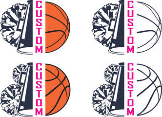 Custom Cheer Basketball, Basketball Clipart, Cheerleader Cut Files