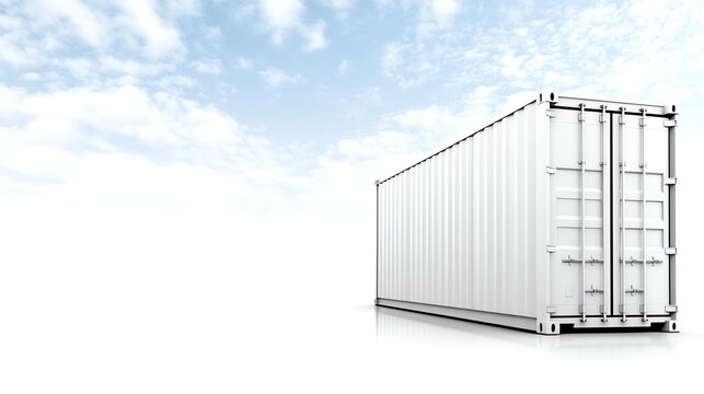 A modern shipping container against a clear sky, symbolizing logistics, transport, and global trade opportunities.