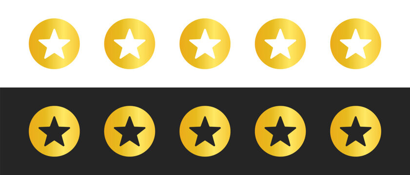 Round five star customer satisfaction gold vector design