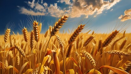 Golden Wheat Fields Under a Vibrant Sky