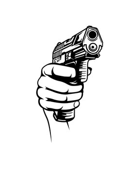hand holding black pistol pointing clip art preview