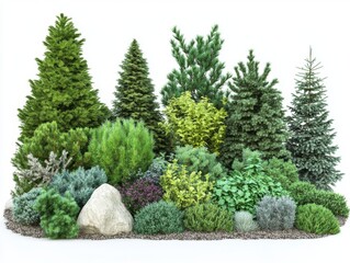 Fototapeta premium A cut-out landscape of green park trees and bushes