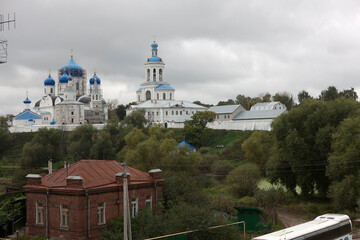 Russia Vladimir region Bogolyubovo city view on a cloudy summer day