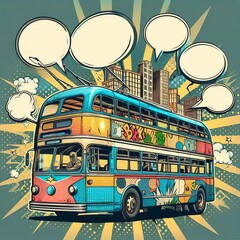 Comic book trolleybus A trolleybus illustrated in the style of a