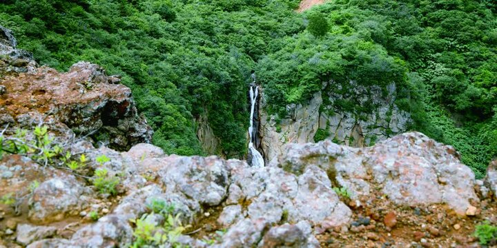 Waterfall view from the top of mountain