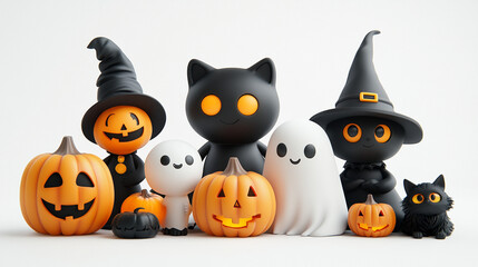 cute Halloween 3D characters