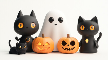 Fototapeta premium cute Halloween 3D characters