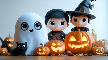 Obraz premium cute Halloween 3D characters