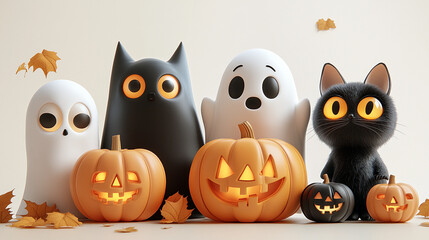 Obraz premium cute Halloween 3D characters