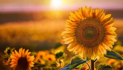 Fototapeta premium Golden Glory: A Sunflower Basks in Sunlight