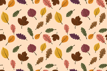 Retro autumn pattern in cartoon art style of falling leaves, perfect for fashion prints, greeting cards