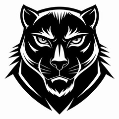 Panther head logo vector design. Abstract drawing panther face. Angry Panther silhouette