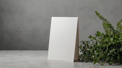 Empty paper card with green plant for mockup
