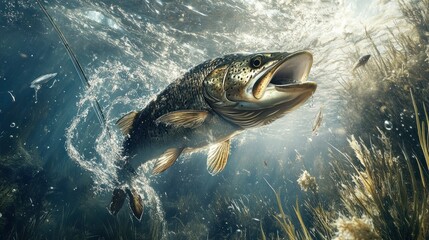 A Brown Trout Leaping Out of the Water