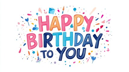 Happy Birthday To You Colorful Text Design.