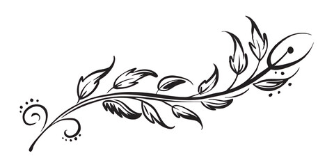 Fototapeta premium A beautifully crafted black and white drawing depicting a branch adorned with leaves set against a clean white background