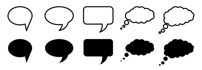 Speech Bubble set in black outline and filled style