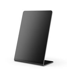 Blank stand for payment QR code for mobile phone, QR code payment, e-wallet, digital payment without money, cashless payment technology label 3d illustration.