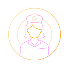 Fototapeta premium Nurse icon illustration, female healthcare professional, line art design in gradient colors