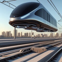 Futuristic Hover Tram Designed to look like it's floating with a