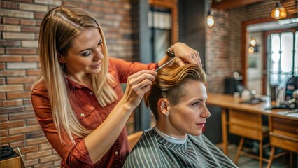 beautiful caucasian woman hairdresser