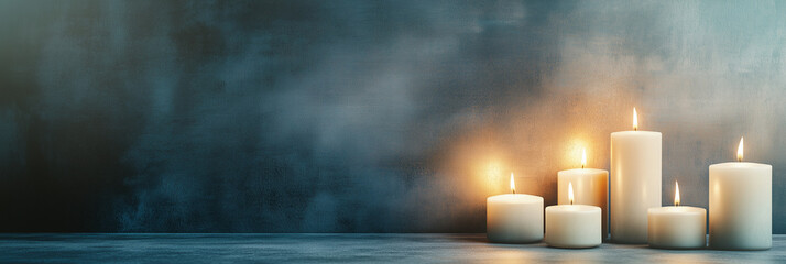 A serene arrangement of glowing candles against a dark backdrop, symbolizing remembrance and peace, evoking quiet beauty and reflection in honor of those who have passed.