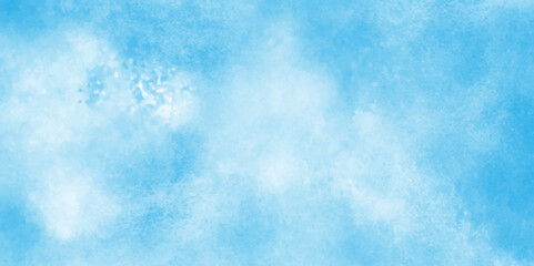 Watercolor stain with hand paint pattern on blue canvas, Abstract beautiful light blue cloudy sky clouds with stains, Creative vintage light sky blue background with various clouds and fogg.
