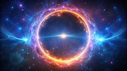 Cosmic energy ring glowing on a starry background, galaxy, glowing, creative, infinity, astral, illuminate, mysterious, mystical, fantasy, stars, abstract, space, glowing, magical