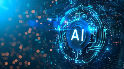 Obraz premium Artificial Intelligence machine learning concept web banner background design with circuit nodes