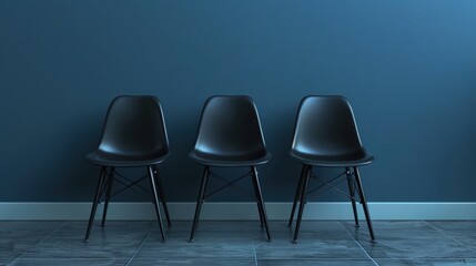 Blank sign displayed on an empty chair to advertise a new job opening in a modern office
