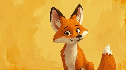 Obraz premium A playful fox grinning in a sunny yellow forest, inviting joy and mischief in its charming gaze