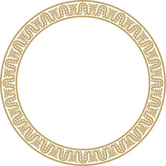 Vector gold round classic renaissance ornament. Circle, ring european border, revival style frame