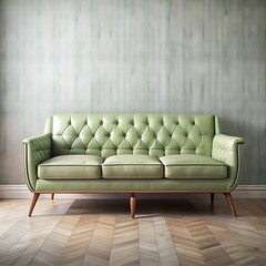 A white couch with a white wallpaper on the wall