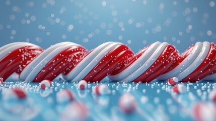 Colorful Christmas loading bar created from red and white candy cane sweets for festive celebrations