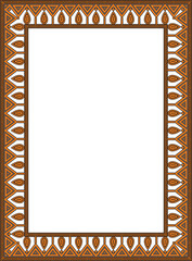 Vector orange and black native american folk ornament. Square border, frame of the peoples of America, Aztec, Incas, Maya